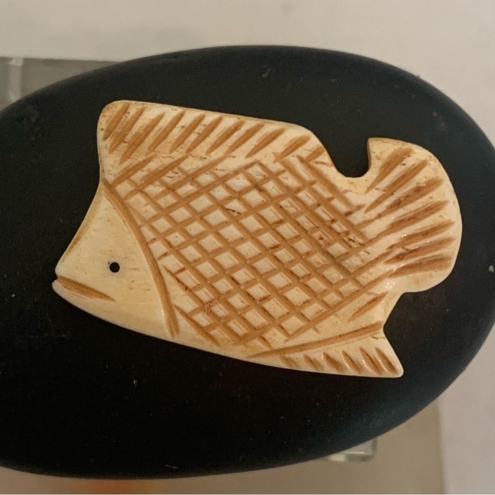 Vintage Fish Bone Bead Native American Style Hand Carved Fetish Animal Mini 1.3"